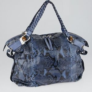Authentic GUCCI Blue Python Large Shoulder bag